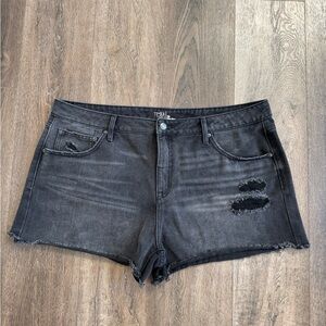 Time and Tru Black Distressed Jean Shorts, women’s size 20